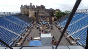 stage being built for BBC live from Edinburgh Castle