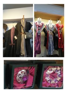 Gifts available in the Edinburgh Castle shop - cardigans, scarves and brooches