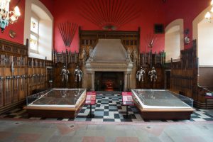 Two regimental flags on display in the Great Hall