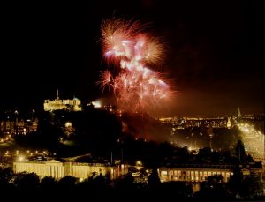 fireworks display above Edinburgh Castle