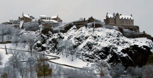Edinburgh Castle in snow