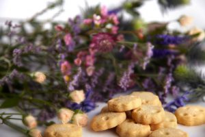 Shortbread with heather in the background