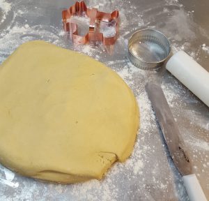 A lump of yellow shortbread dough