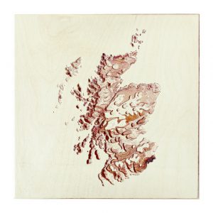 A wooden map of Scotland