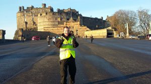 Euan in front of Edinburgh Castle
