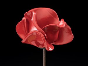 Photo of a ceramic remembrance poppy from the the "Blood Swept Lands and Seas of Red" at the Tower of London in 2014