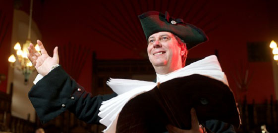 Costumed performer as Rabbie Burns in the Great Hall at Edinburgh Castle