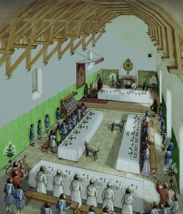 An artist's impression of a feast in Edinburgh Castle's Great Hall