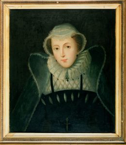 Portrait of Mary, Queen of Scots wearing black clothing with a white ruff.
