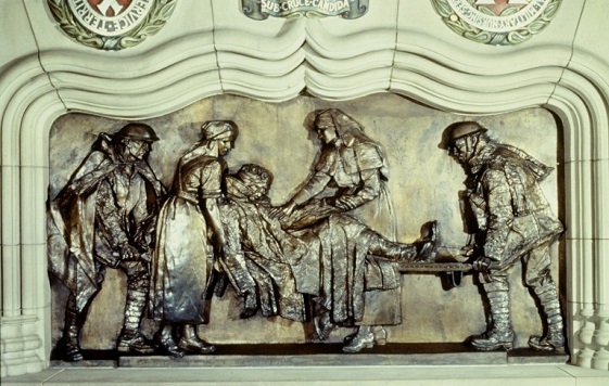 Detail of hospital scene on the shrine in the Scottish National War Memorial at Edinburgh Castle