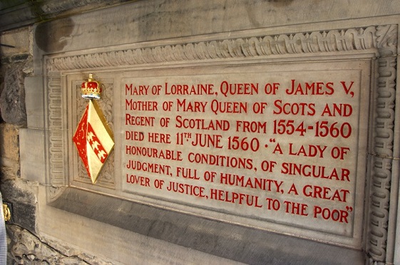 Stone panel commemorating Mary of Guise (or Lorraine) at Edinburgh Castle