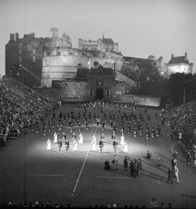 A view of Scottish Country Dancing at the Tattoo at Edinburgh Castle during the Edinburgh International Festival
