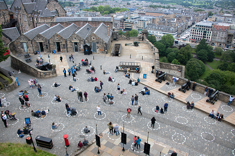 visitors observing social distancing guidance at the one o clock gun