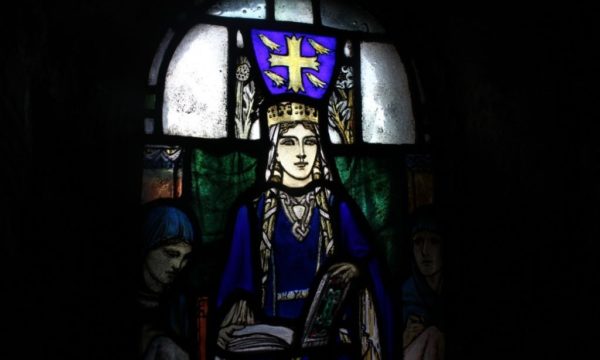 A depiction of St Margaret in stained glass
