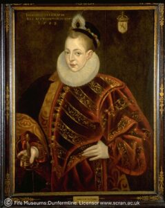 A portrait painting of a young royal man. Wearing 16th Century royal clothing.